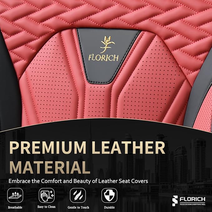 FLORICH Leather Seat Covers, Car Seat Covers Full Set, Car Seat Protectors 5 - Image 7