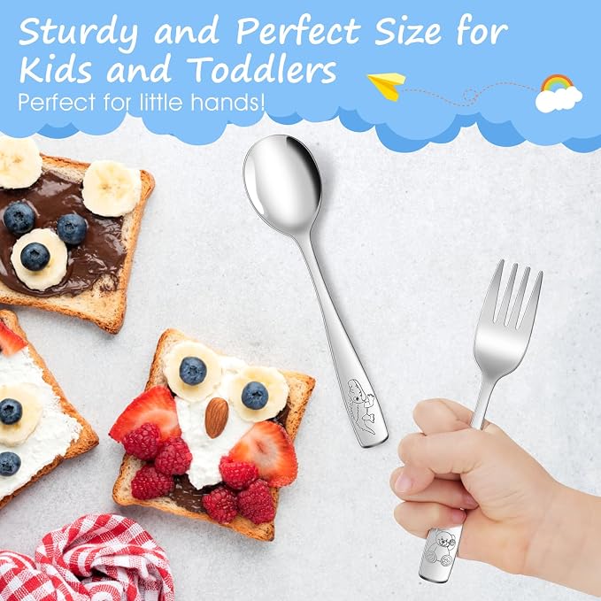 10-Piece Toddler Flatware, Kids Utensils Stainless Steel Cutlery Set, Children - Image 4
