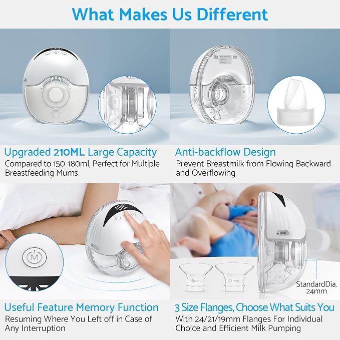 LAMSUET Electric Hands-Free Breast Pump, Strong Suction Wearable Breast Pump - Image 5