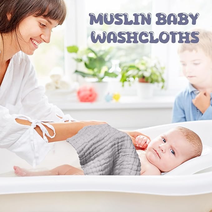 Breling 20 Pcs Baby Muslin Washcloth 12 x 12 Inch 100% Cotton Soft and - Image 5