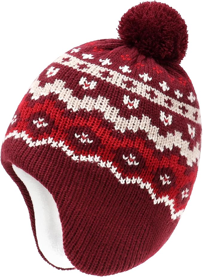 Duoyeree Kids Beanie Hat for Boys Girls Pom-pom Kint Hats Cozy Lining Winter by Duoyeree