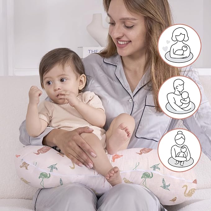 Little Grape Land Nursing Pillow Soft 100% Cotton Breastfeeding Pillow - Image 3