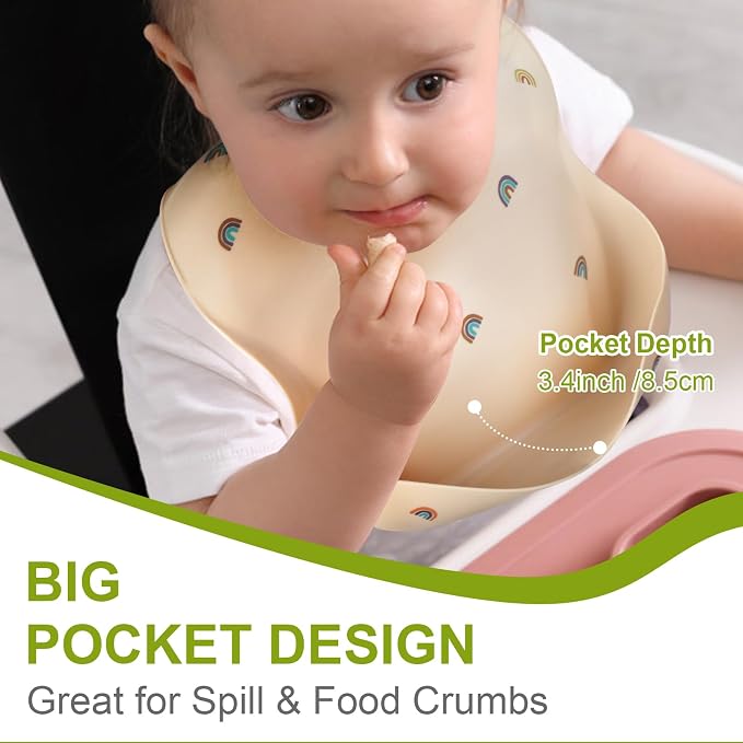 Accmor Silicone Baby Bibs, Waterproof Soft Bibs - Image 5