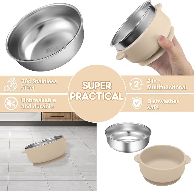 2 Pack Stainless Steel Baby Bowls - Image 2