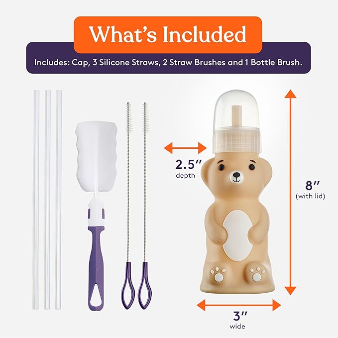 Special Supplies Honey Bear Straw Cup Long Straws, Squeezable Therapy and - Image 2