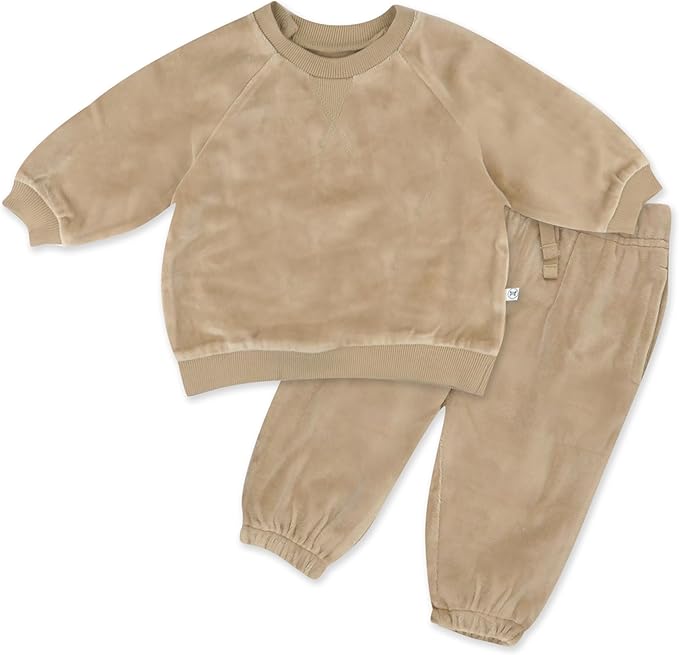 HonestBaby Baby 2-Piece Cozy Velour 100% Organic Cotton Sweatshirt and Jogger by HonestBaby