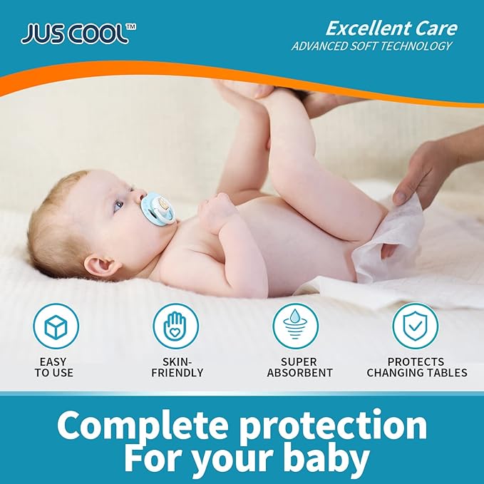 JUS COOL Baby Disposable Changing Pads, 13”x 18” Underpads Portable Diaper - Image 4