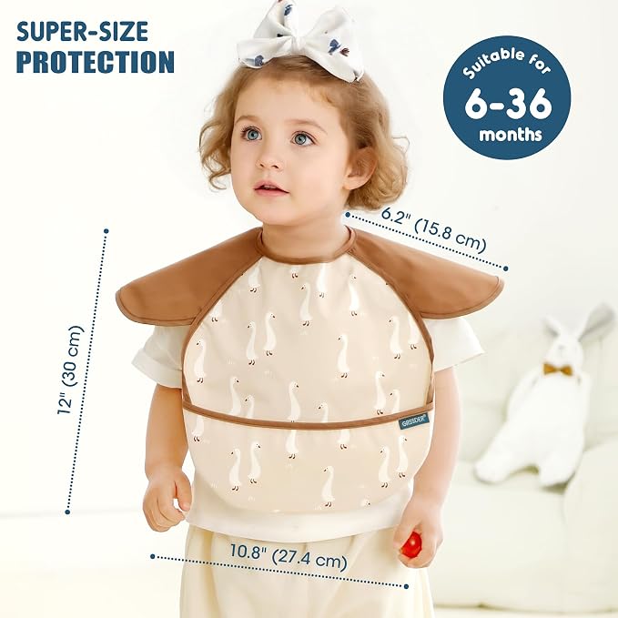 GRSSDER 3-pack Mess Proof Baby Feeding Bibs - Image 3