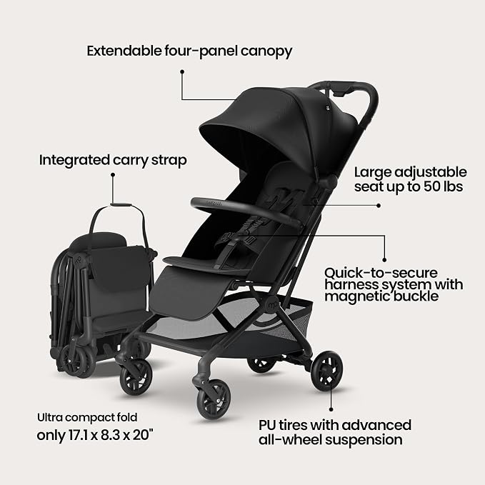 Mompush Velo Lightweight Travel Stroller, Compact & Airplane-Friendly - Image 3