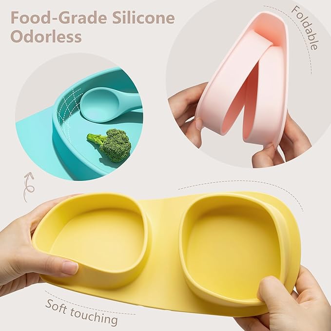Silicone Foldable Novelty Dinner Plates, Baby Plates Travel Essential - Image 4