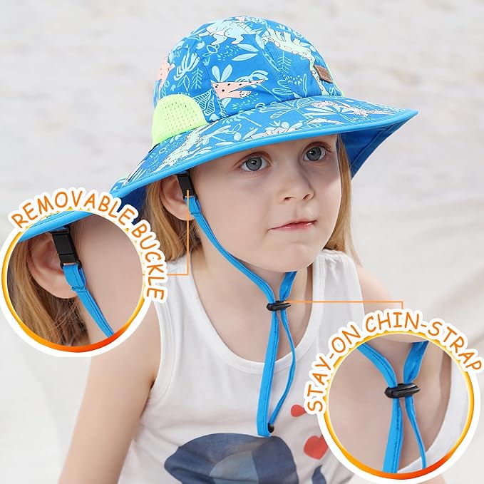 XIAOHAWANG Girls Sun Hat Baby Beach Hats Boys UPF 50+ Kids Summer Protection - Image 3