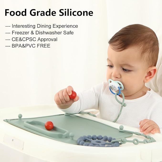 2 Pack Baby Silicone Mat, with Suction Base and 8 Stretchable Straps, Seposeve - Image 4