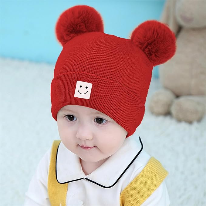 AZJ Baby Beanie Hat Toddler Infant Winter Knitted Hat Kids Soft Warm Pom Pom - Image 6