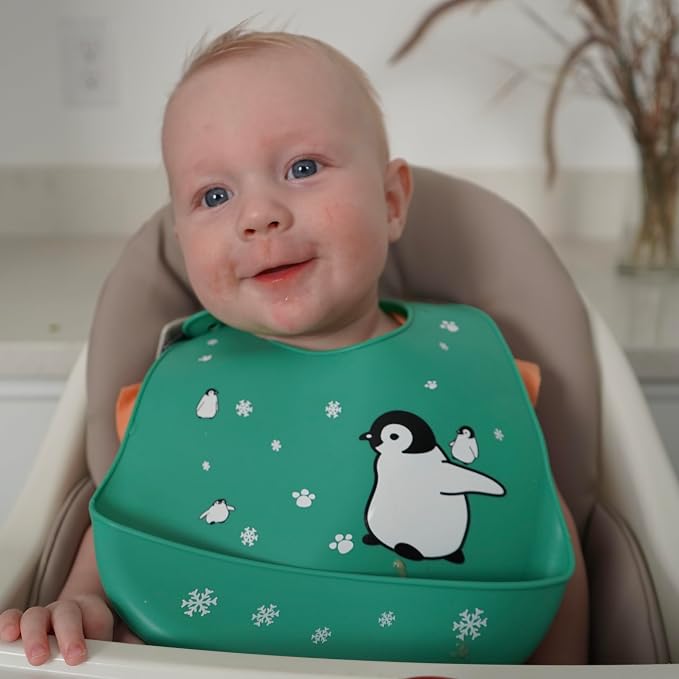 Silicone Baby Bibs Unisex, Self-Feeding, Catch-all Large Pocket, 6-48 months - Image 2