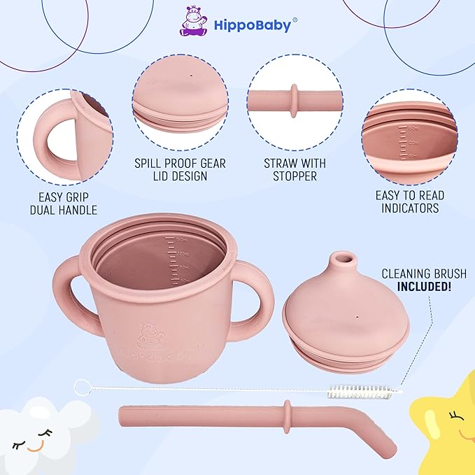 Silicone Transition Sippy Cup for 6+ month old | Includes 1 Toddler straw cup & - Image 2