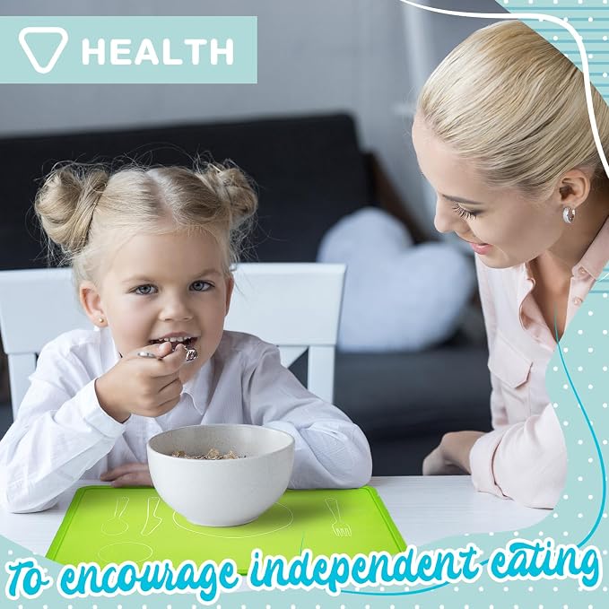 Zhehao 4 Pcs Montessori Kids Placemat 16 x 12'' Non Slip Baby Silicone Placemats - Image 6