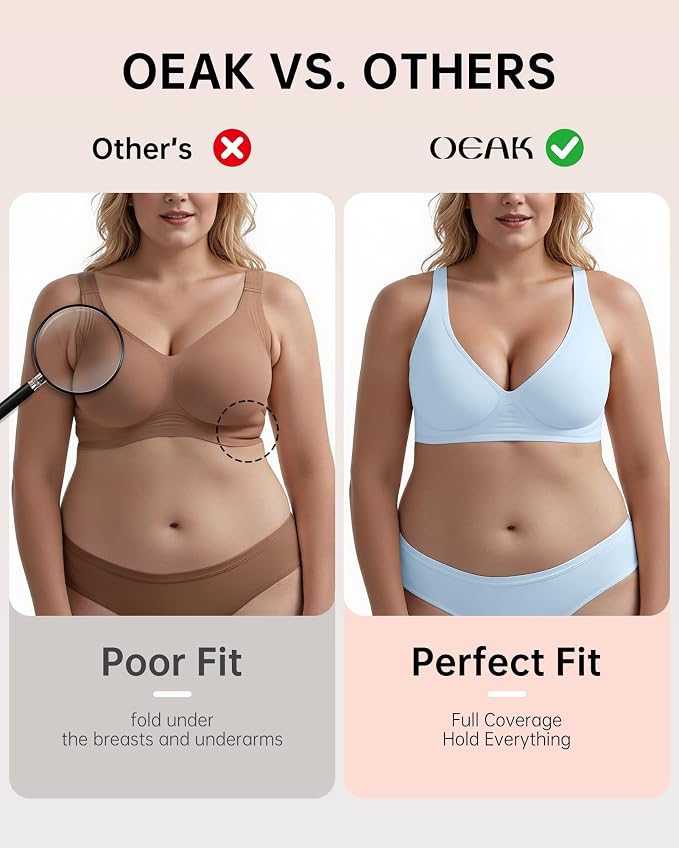 OEAK Womens Deep V Bras Wireless Comfortable Bra Supportive No Underwire Bras - Image 4
