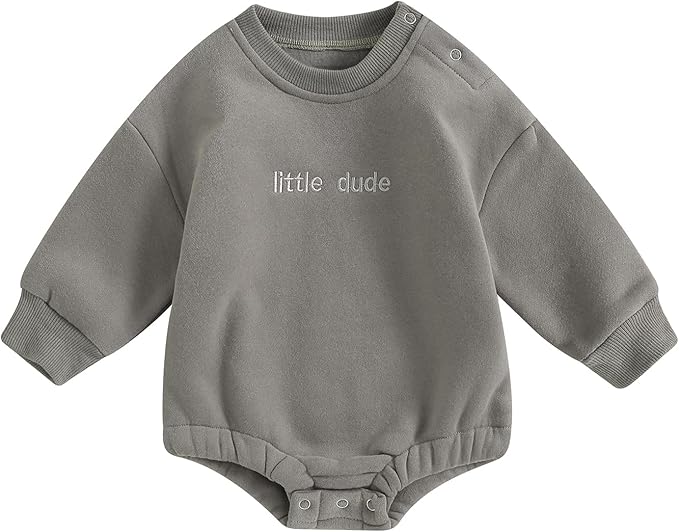 VISGOGO Newborn Infant Baby Boy Girls Oversized Romper Little Dude Sweater by VISGOGO