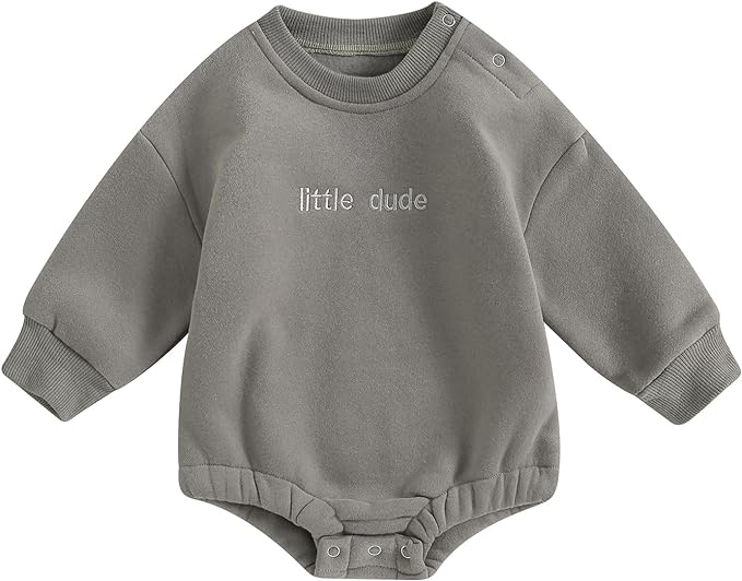 VISGOGO Newborn Infant Baby Boy Girls Oversized Romper Little Dude Sweater by VISGOGO