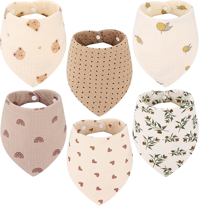 Accmor Muslin Baby Drool Bibs 6 Pack Baby Bandana Drool Bibs Soft Cotton Baby by Accmor