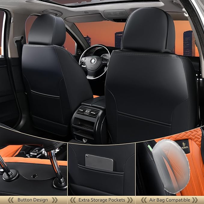 FLORICH Leather Seat Covers, Car Seat Covers Full Set, Car Seat Protectors 5 - Image 3