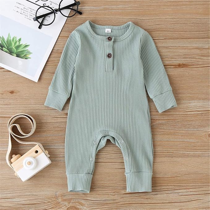 Kuriozud Newborn Infant Unisex Baby Boy Girl Clothes Button Romper Jumpsuit - Image 3