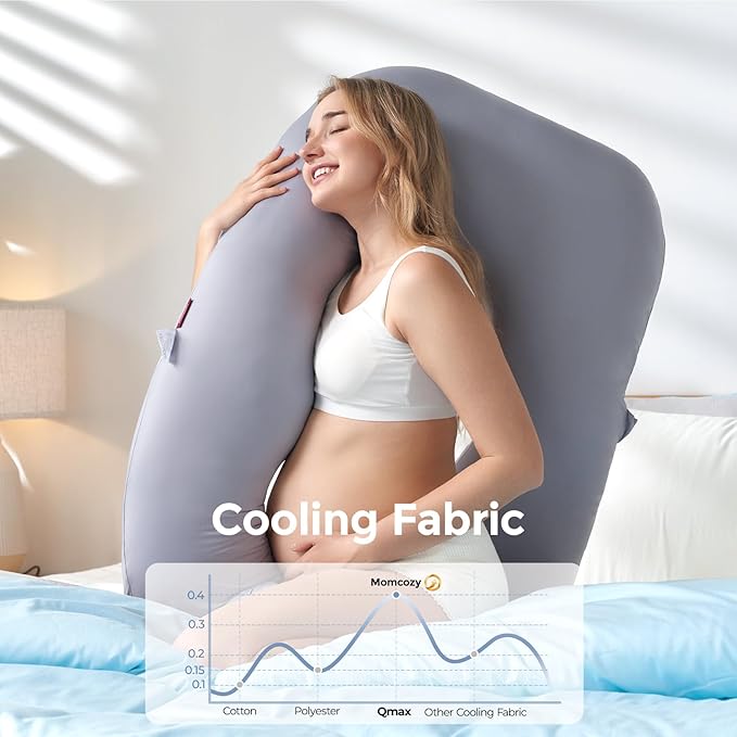Momcozy Pregnancy Pillow with Cooling Cover, Dreamlign U Pro Maternity Pillow - Image 2