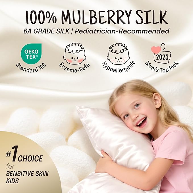 OLESILK Toddler 100% Mulberry Silk Pillowcase, Breathable Soft Smooth - Image 2