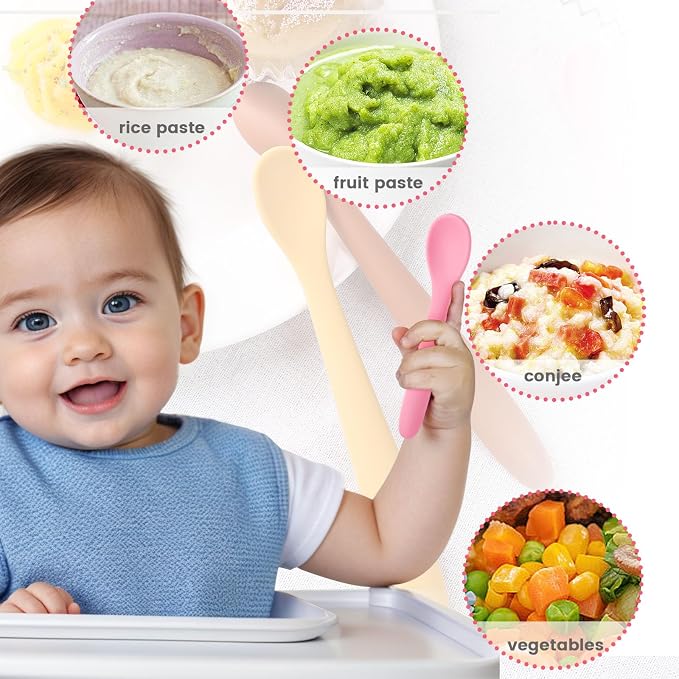 HANSGO 8-Piece Silicone Baby Spoons, First Stage Infant Self Feeding Spoons - Image 7