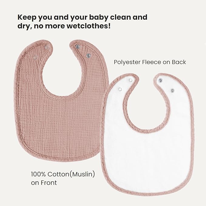 Konssy Muslin Baby Bibs 8 Pack Baby Bandana Drool Bibs Cotton - Image 2