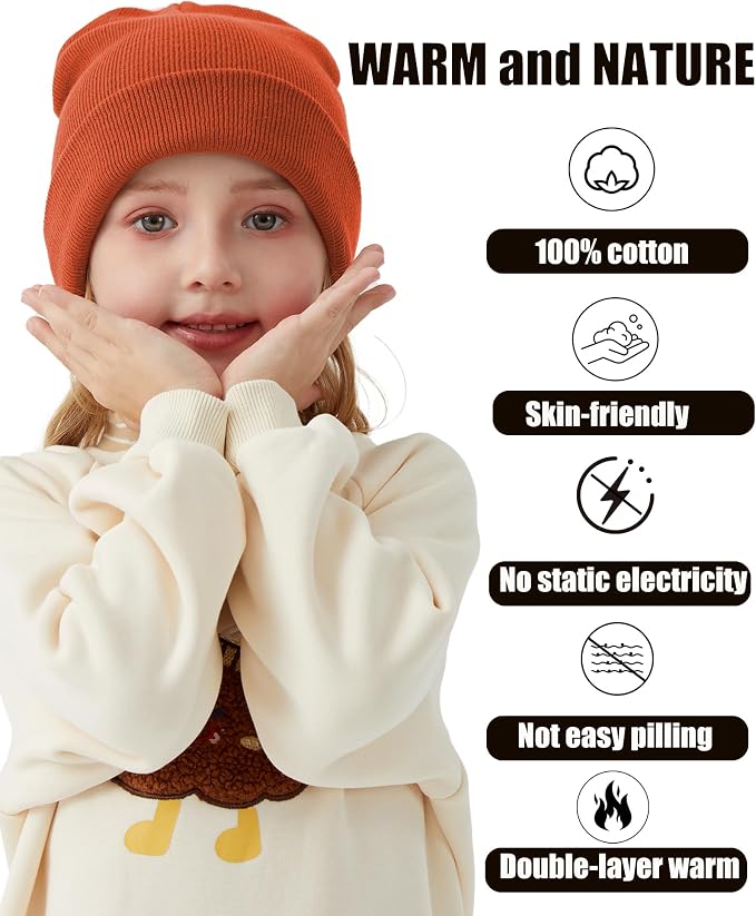 ROYBENS 100% Cotton Baby Beanie Cute Toddler Winter Hat Boys Girls Kids Soft - Image 3
