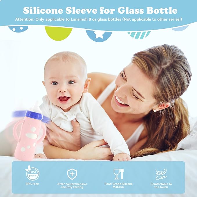 4-Pack Silicone Sleeves for Lansinoh Glass Bottles 8 oz- Starry Sky Design Baby - Image 5