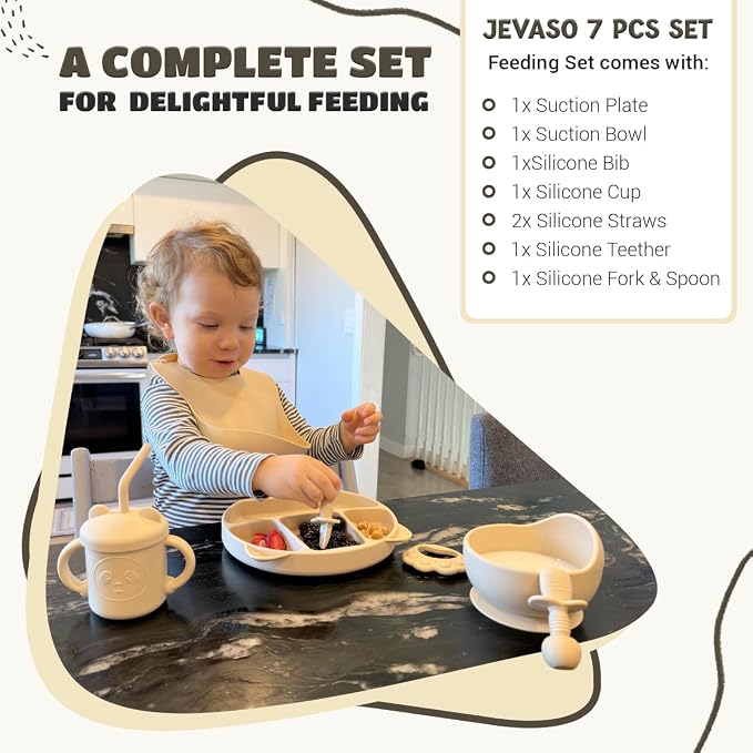 JEVASO Silicone Baby Feeding Set, Baby Led Weaning Supplies, Baby Self Feeding - Image 5
