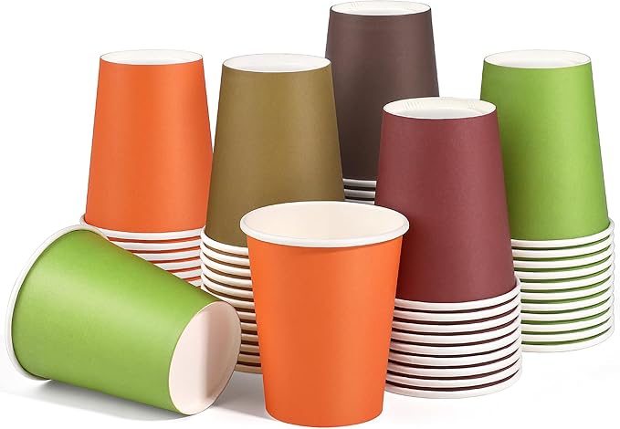 URATOT 60 Pieces 9 Ounce Disposable Paper Cups Autumn Color Party Cups by URATOT