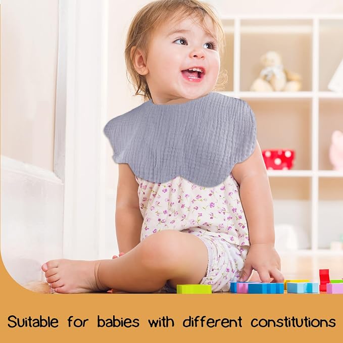 EllieHouse Baby Bibs for Girls Boys 8 Pack Muslin Drool Teeth Drooling Teething - Image 5