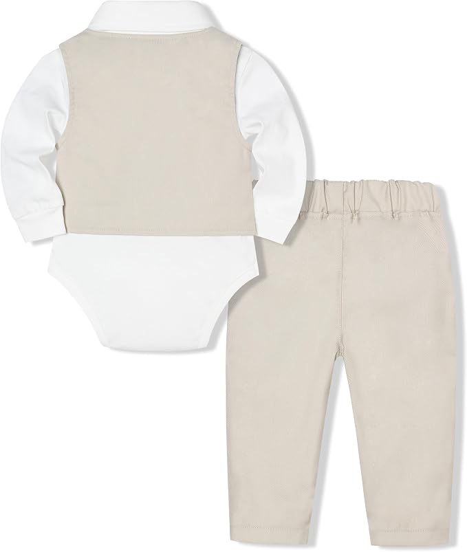 Baby Boy Clothes Suits Infant Gentleman Wedding Outfit Formal Dress Shirt Vest - Image 2