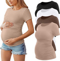 Huukeay 4 Pack Women's Maternity Shirts, Crew Neck Maternity Top Short Sleeve by Huukeay