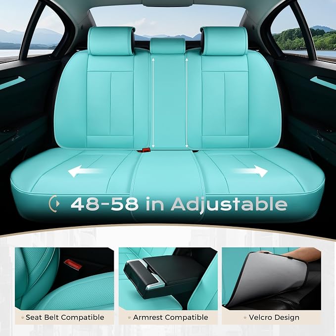 Coverado Car Seat Covers Full Set, Car Seat Protector Waterproof, Nappa Leather - Image 5