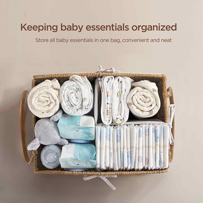 HBlife Diaper Caddy Organizer, Large Hand-Woven Storage Basket - Image 2