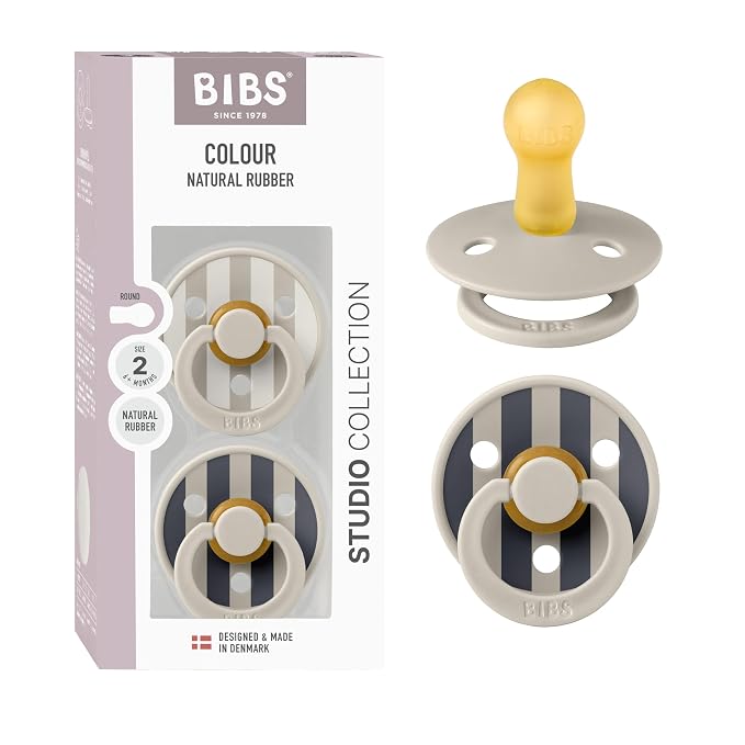 BIBS Pacifiers - Studio 2 Pack | Round Nipple Baby Pacifier | BPA Free Natural by BIBS