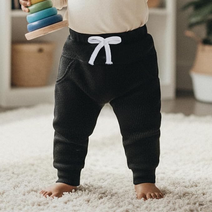 Sejardin Toddler Baby Boy Girl Pants 3 Pack Solid Color Elastic Waist Jogger - Image 2