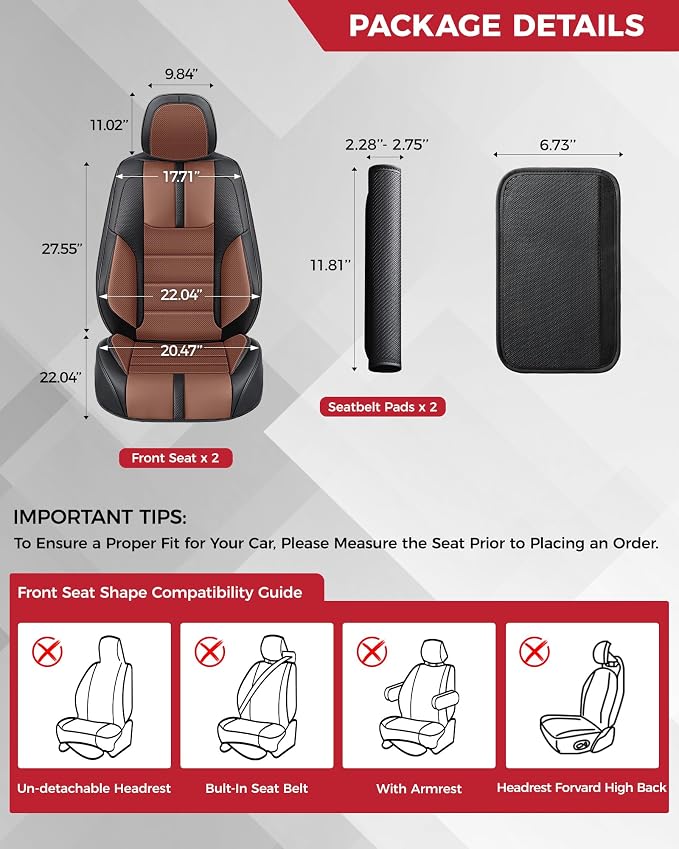 FREESOO Black Brown Front Car Seat Covers - Image 2