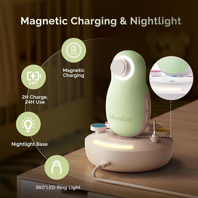 MelodySusie Baby Nail Trimmer Electric, Magnetic Rechargeable Baby Nail File - Image 2