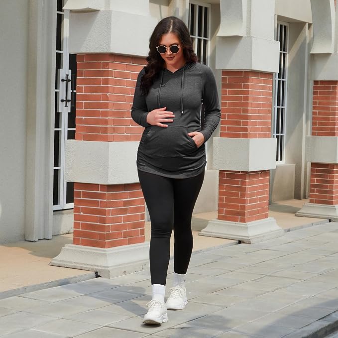 GINKANA Maternity Hoodie Long Sleeves Shirts Casual Maternity Top Pregnancy - Image 5