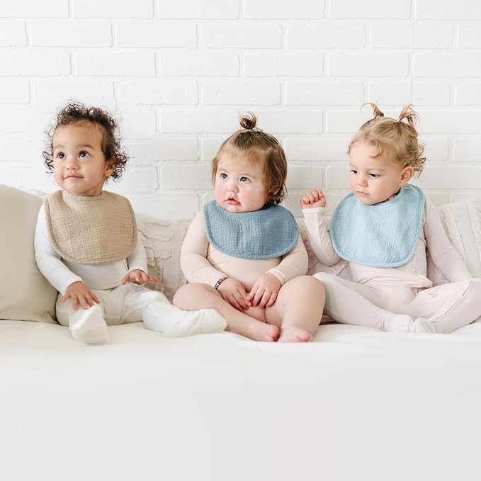Konssy 6-Pack Muslin Baby Bibs for Boys & Girls, Soft Cotton Absorbent Bandana - Image 2