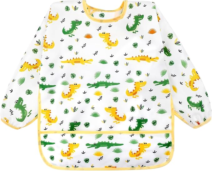 Accmor 5 Pack Long Sleeve Bibs, Baby Smock Waterproof Sleeved Bib Smock - Image 8