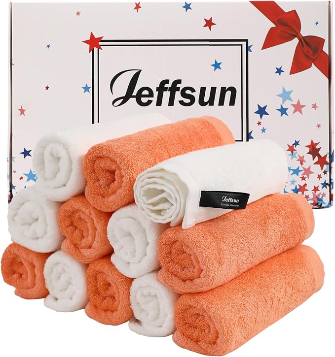 Baby Washcloths 12 Pack, 10x10 inch Small Wash Cloths by Jeffsun