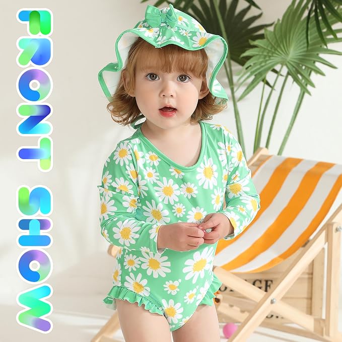 YOUNGER TREE Infant Baby Girls Swimsuit Long Sleeve Swimsuits One Piece - Image 2