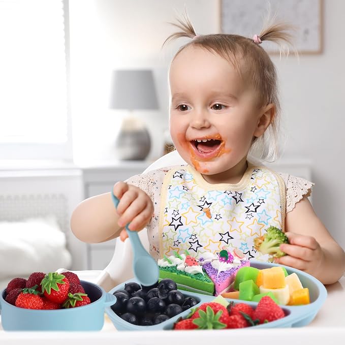 Dandat 24 Pcs Silicone Baby Feeding Set, 6 Baby Toddler Suction Bowls 6 Divided - Image 7