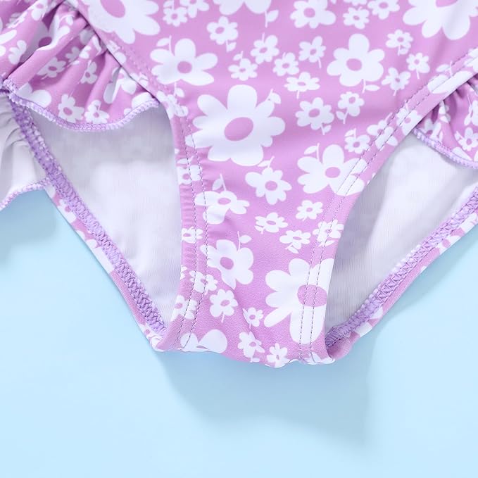 YOUNGER TREE Toddler Girls Two Pieces Swimsuit Color Block Stripe Swimwear - Image 6
